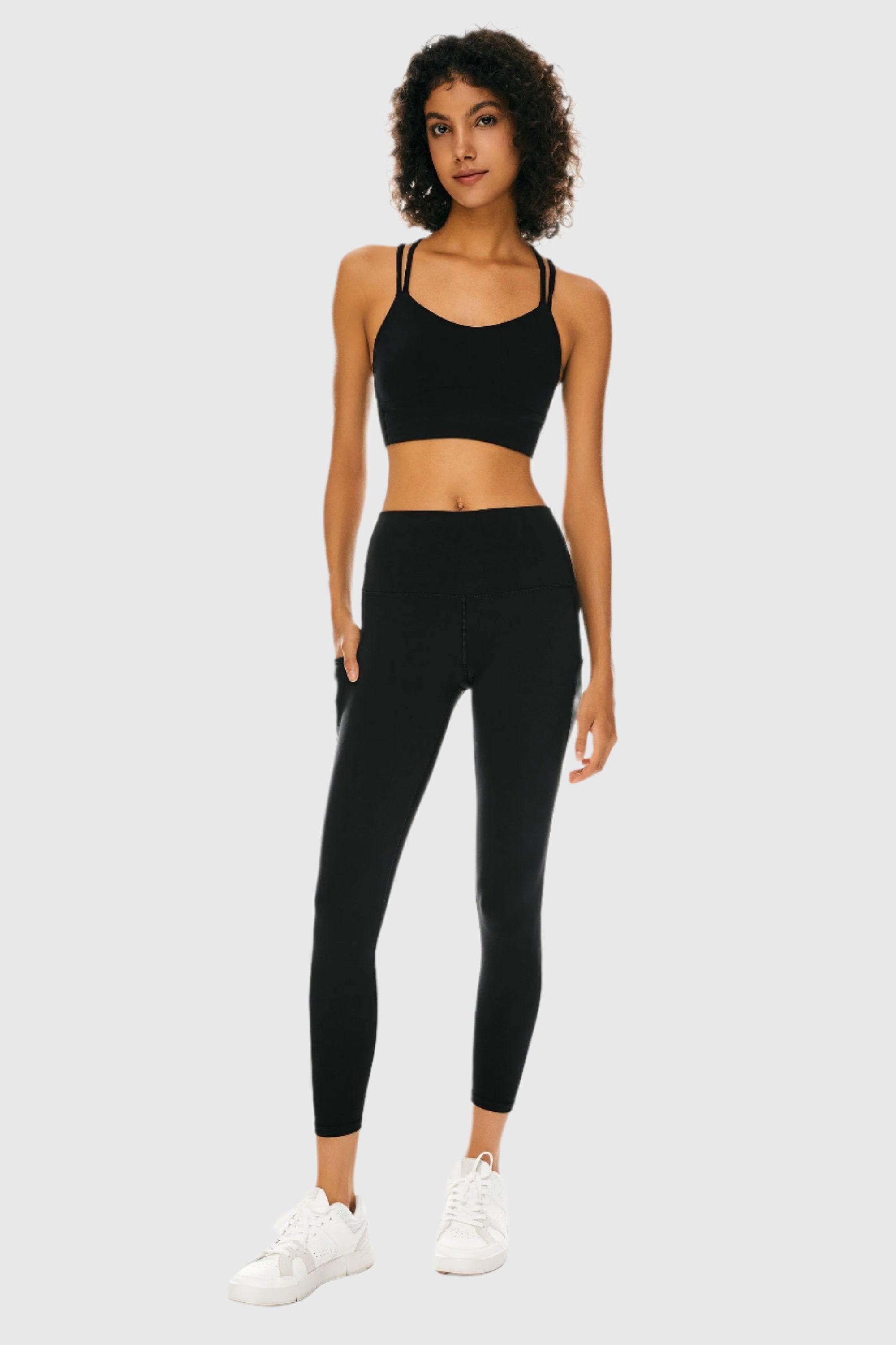 Orolay-7/8 Leggings with Pockets-Image 1 of 7/8 Running Tight with Pockets from Orolay- #color_black