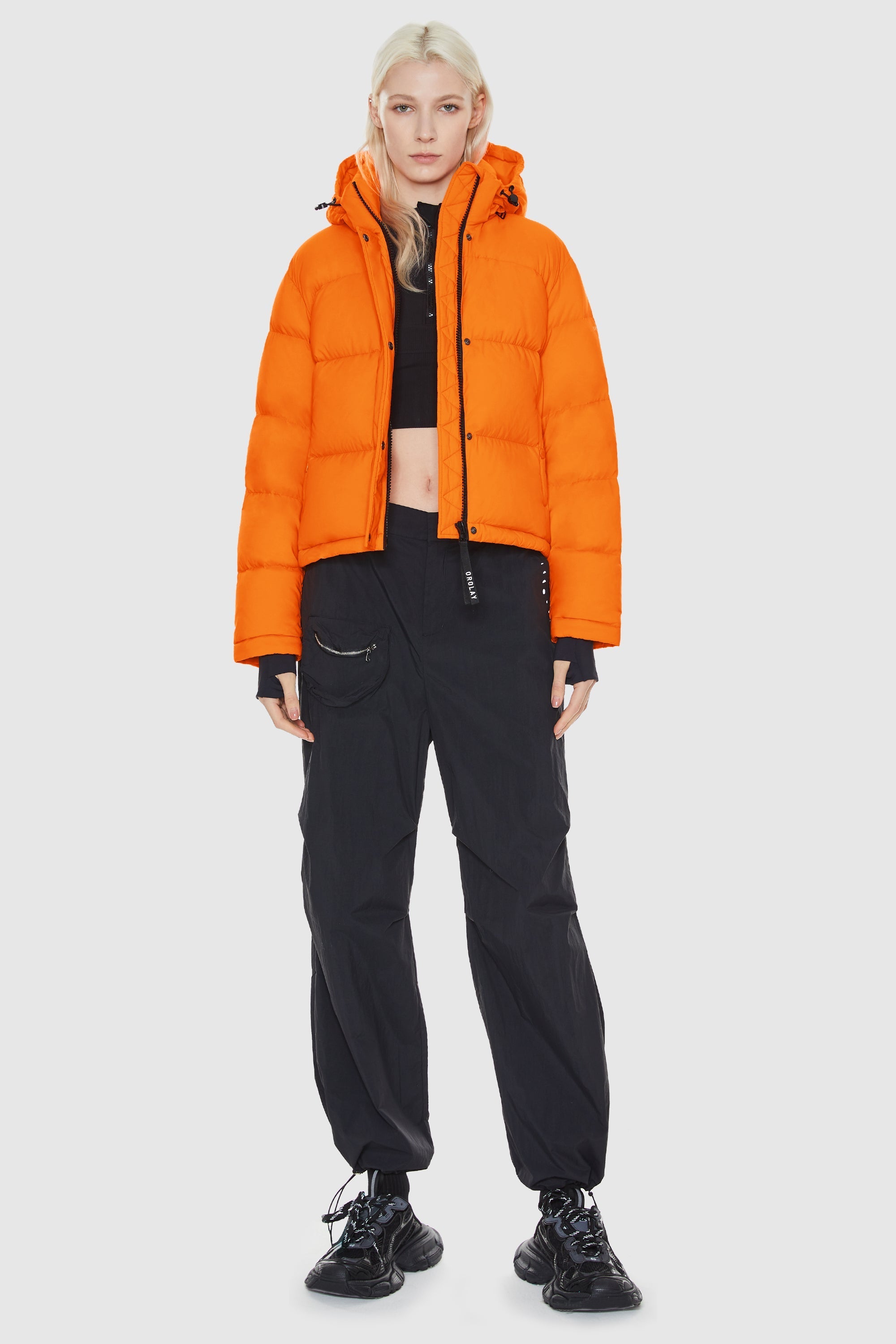 Orolay-Aurora Cropped Thermal Puffer-#color_Bright Marigold