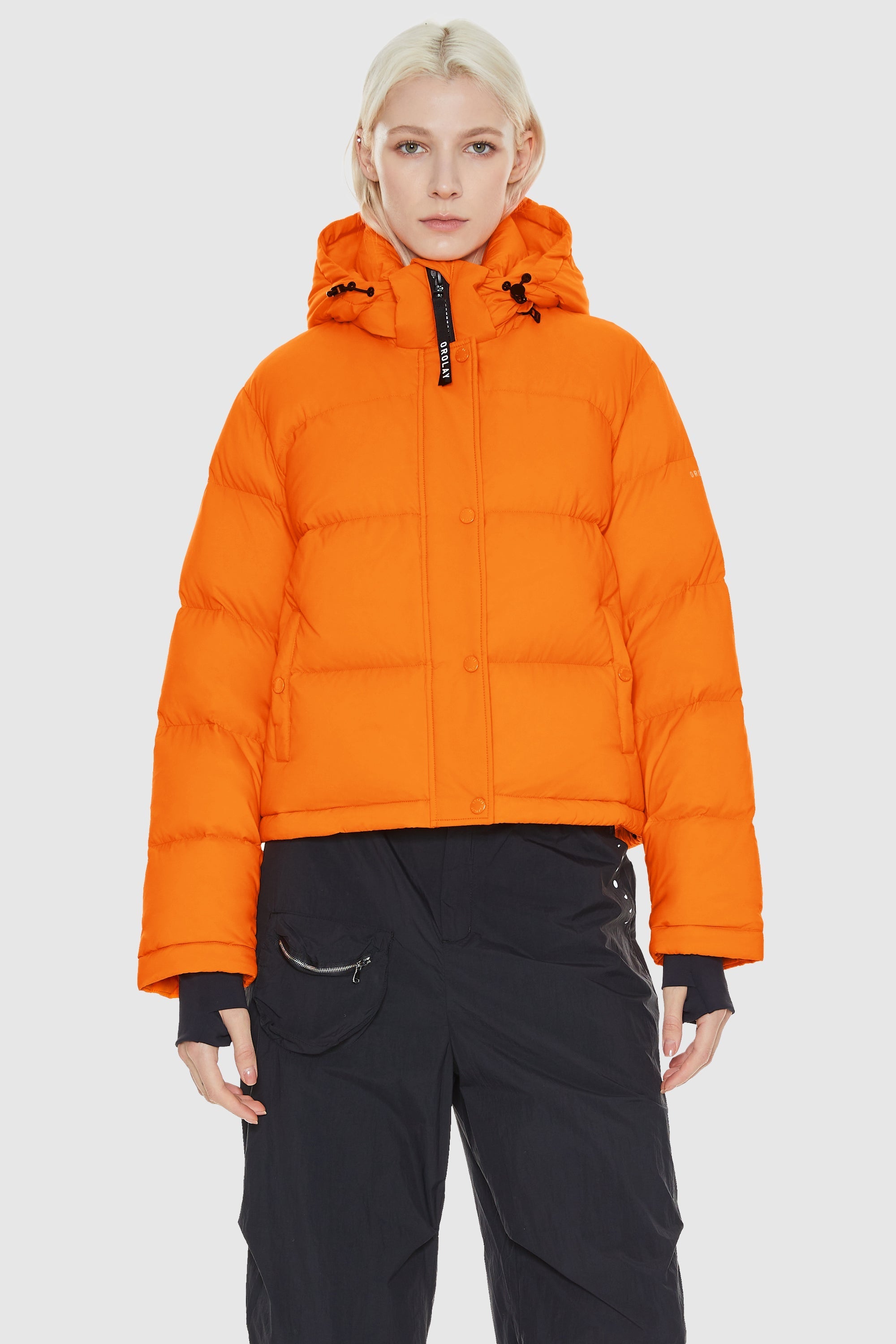 Orolay-Aurora Cropped Thermal Puffer-#color_Bright Marigold