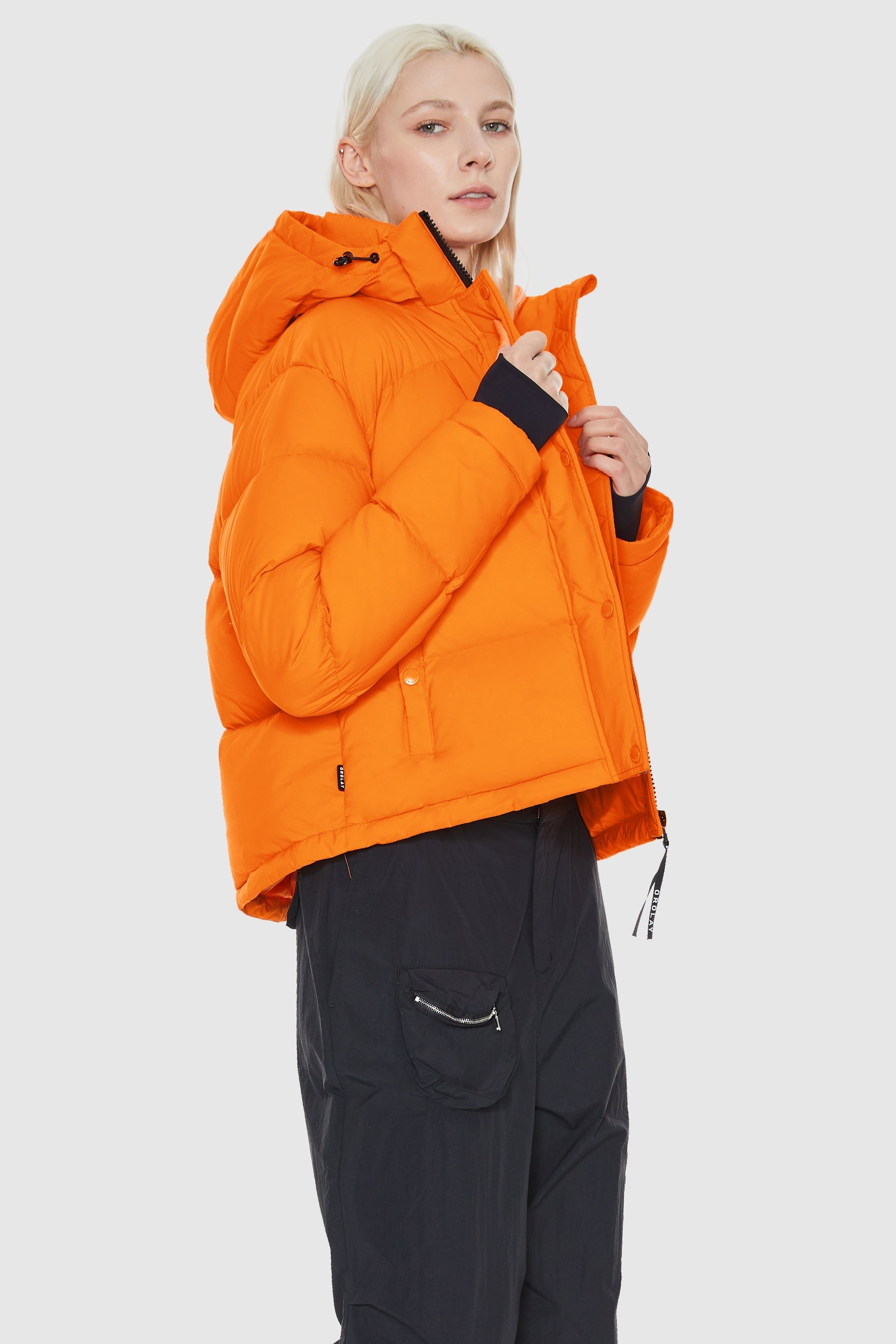 Orolay-Aurora Cropped Thermal Puffer-#color_Bright Marigold