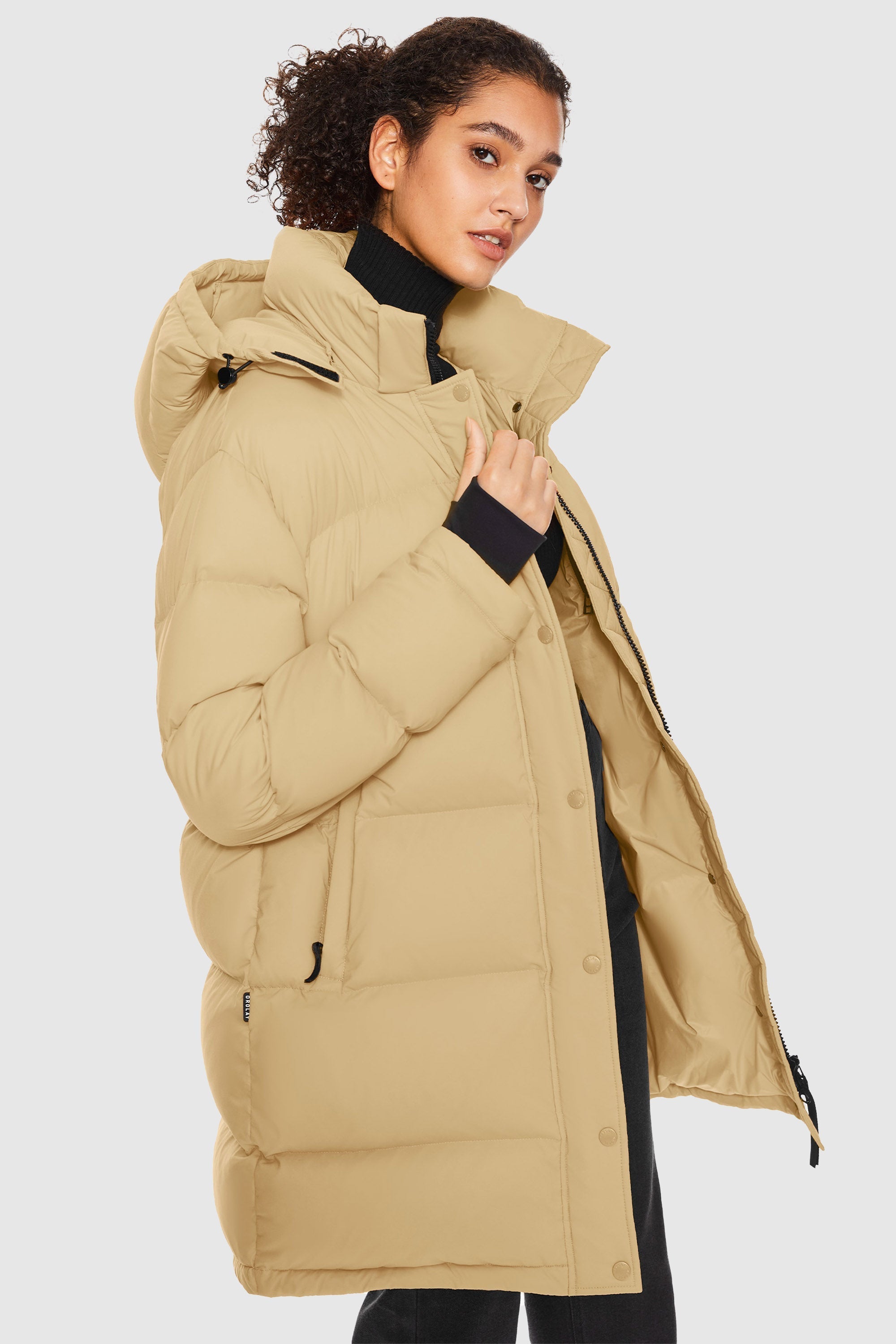 Orolay-Aurora Detachable Hood Down Puffer-#color_Summer Melon