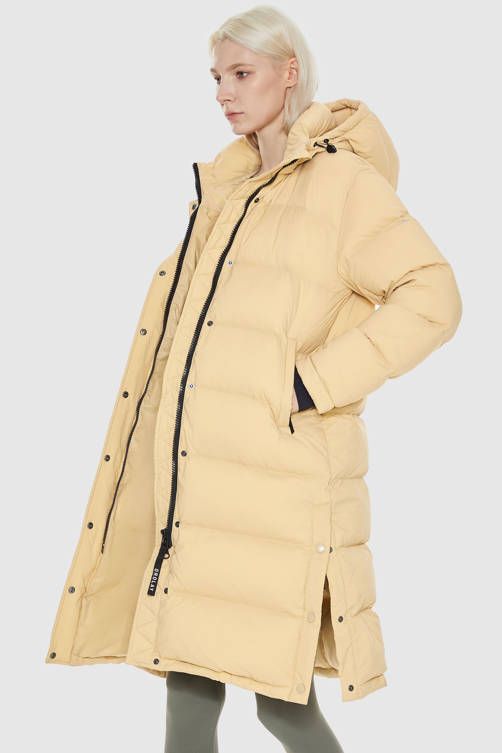 Orolay-Aurora Long Detachable Hooded Down Parka-#color_Summer Melon