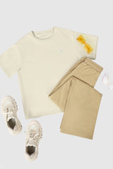 Orolay-Basic Round Neck T-Shirt-#color_Almond Oil