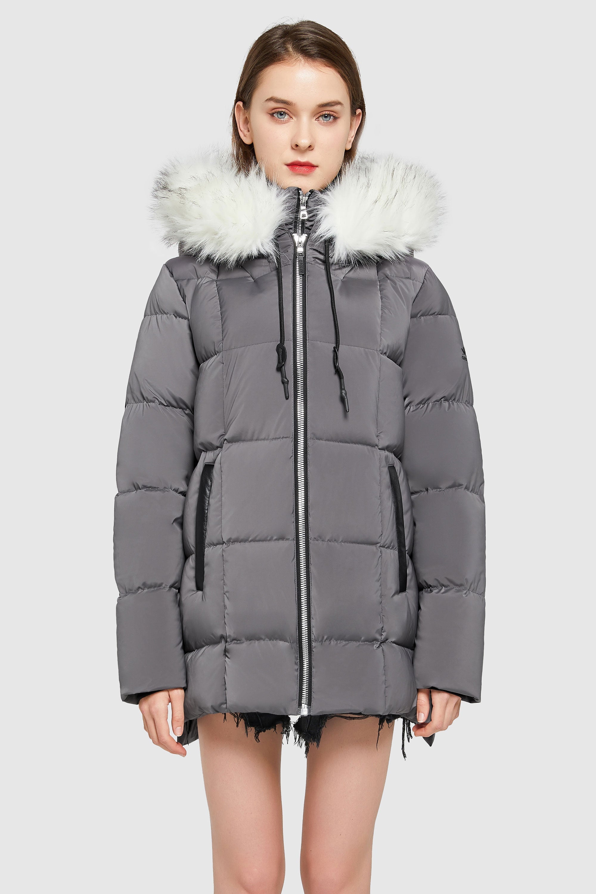 Orolay-Bubble Interior Vest Hooded Puffer-#color_Gray Ridge