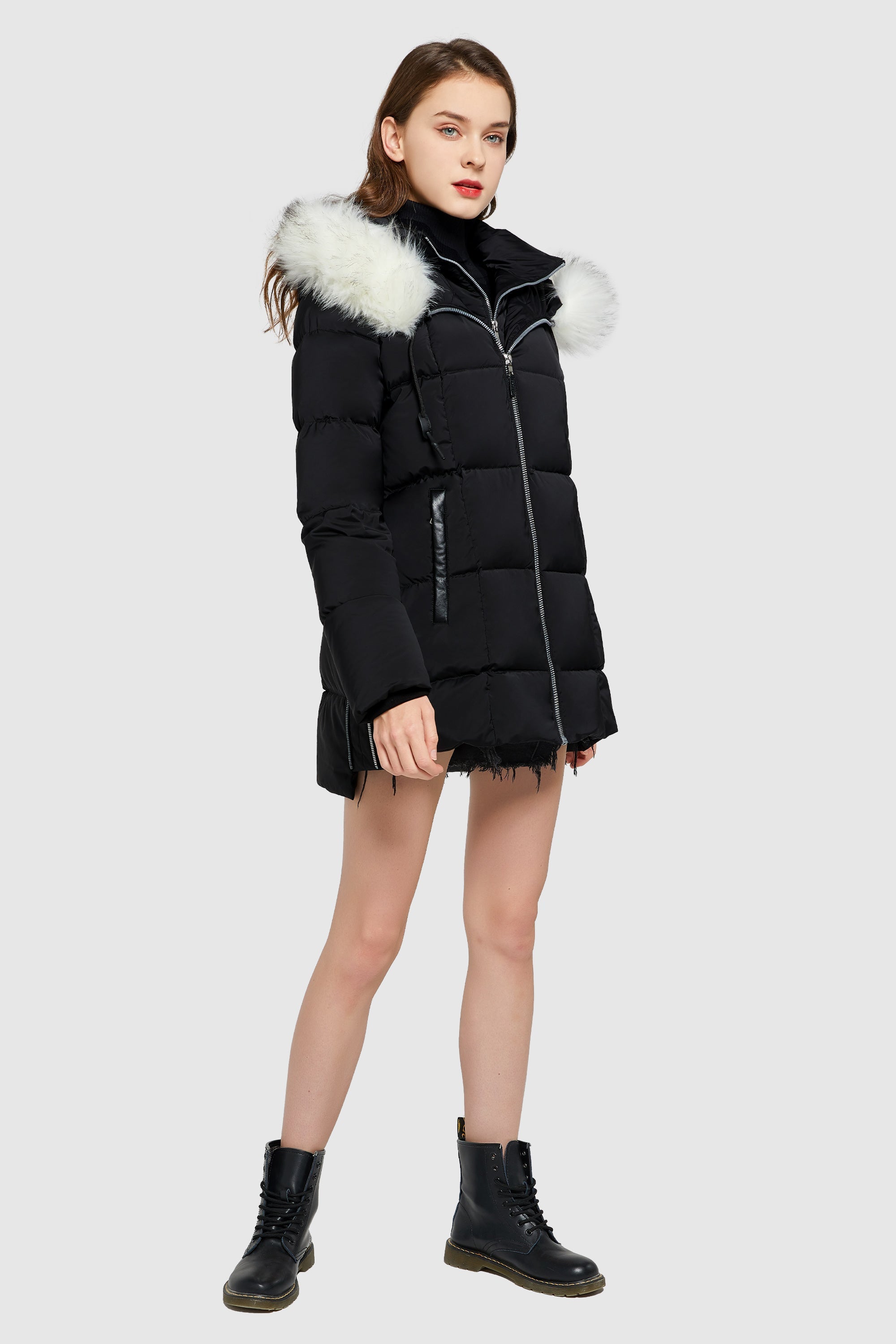 Orolay-Bubble Interior Vest Hooded Puffer-#color_Black