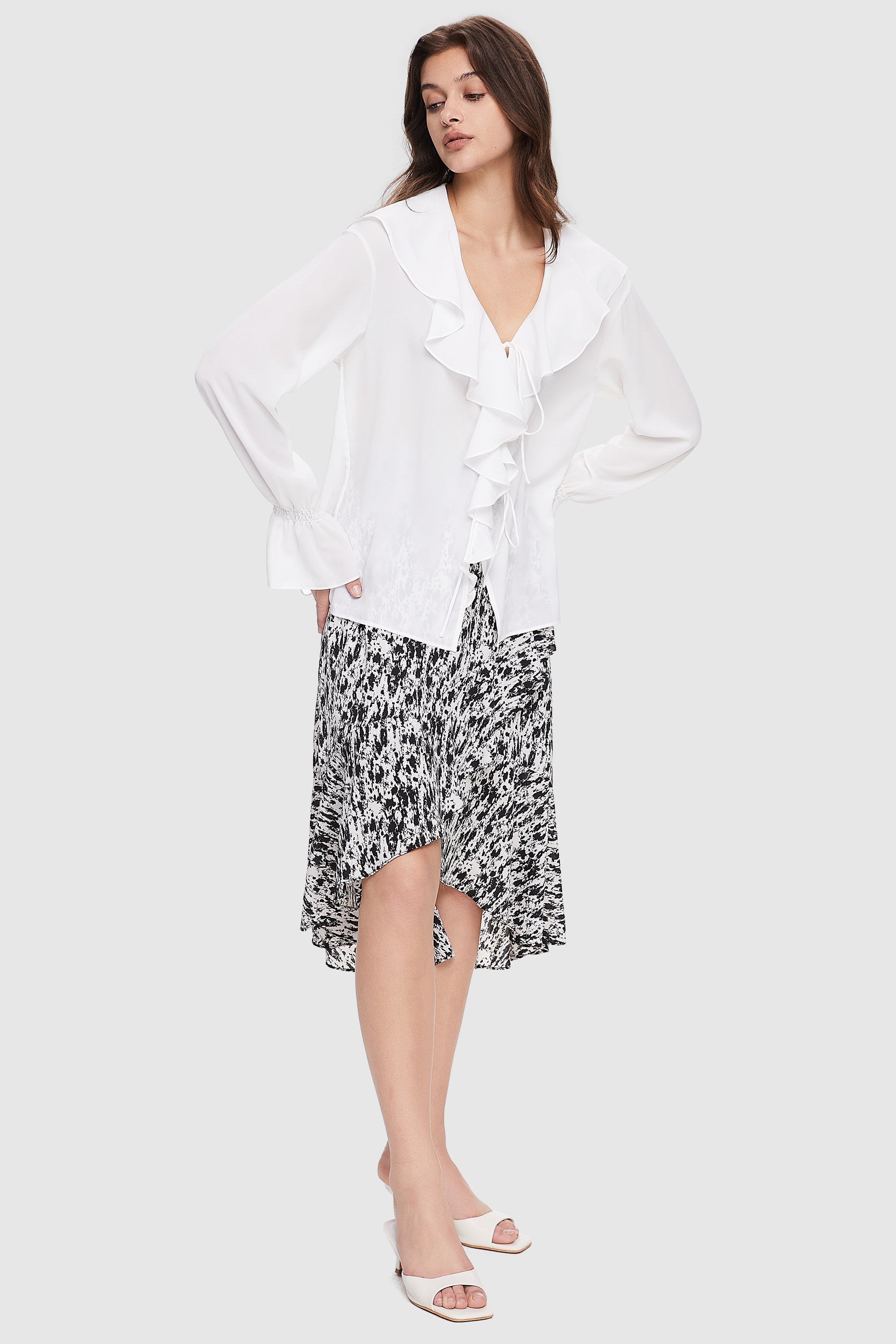 Orolay-Business Casual Chiffon Blouse-Image 2 of Dressy Casual Chiffon Blouse from Orolay - #color_White