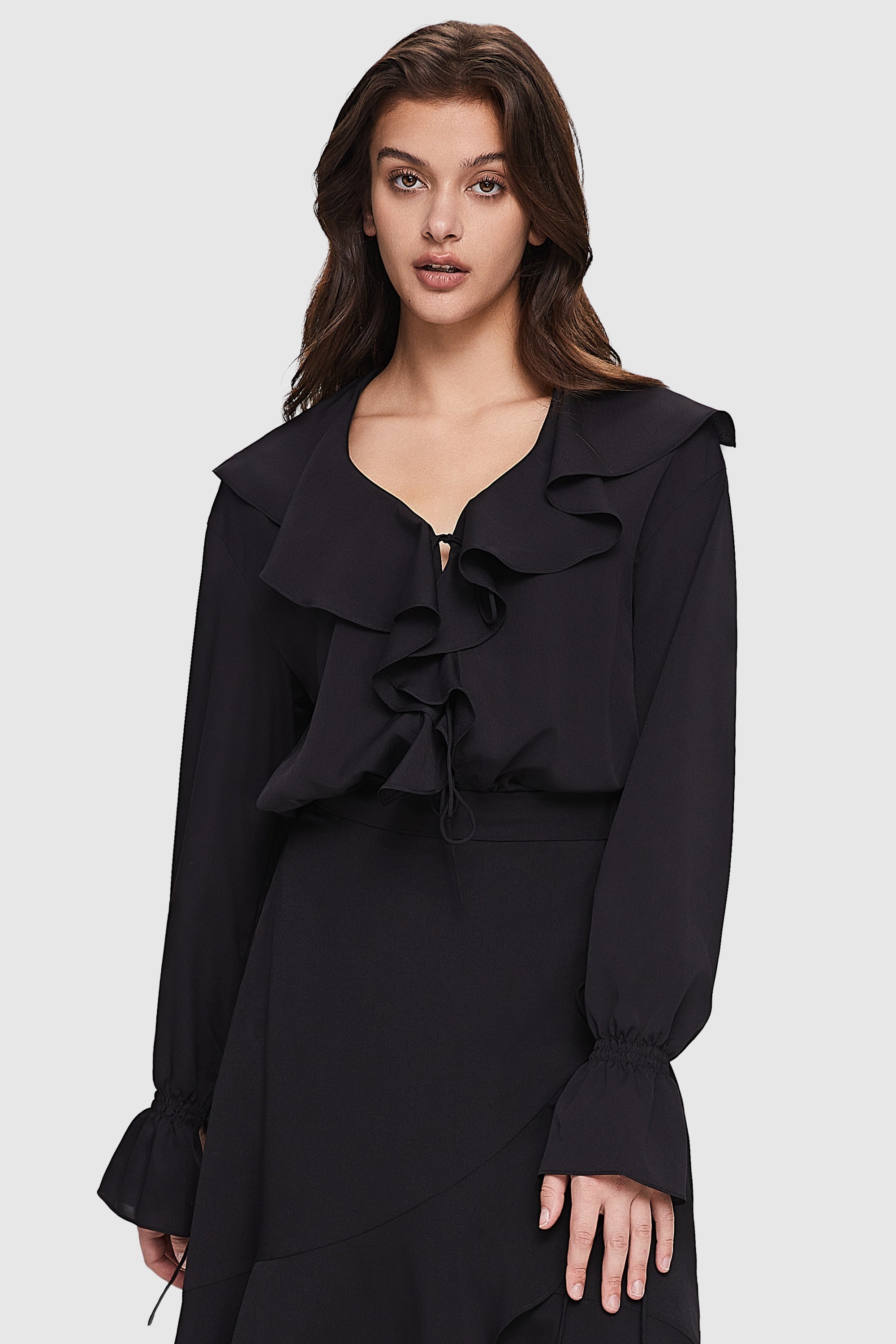 Dressy Casual Chiffon Blouse from Orolay - #color_black