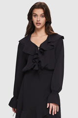 Orolay-Business Casual Chiffon Blouse-Image 1 of Dressy Casual Chiffon Blouse from Orolay - #color_Ink