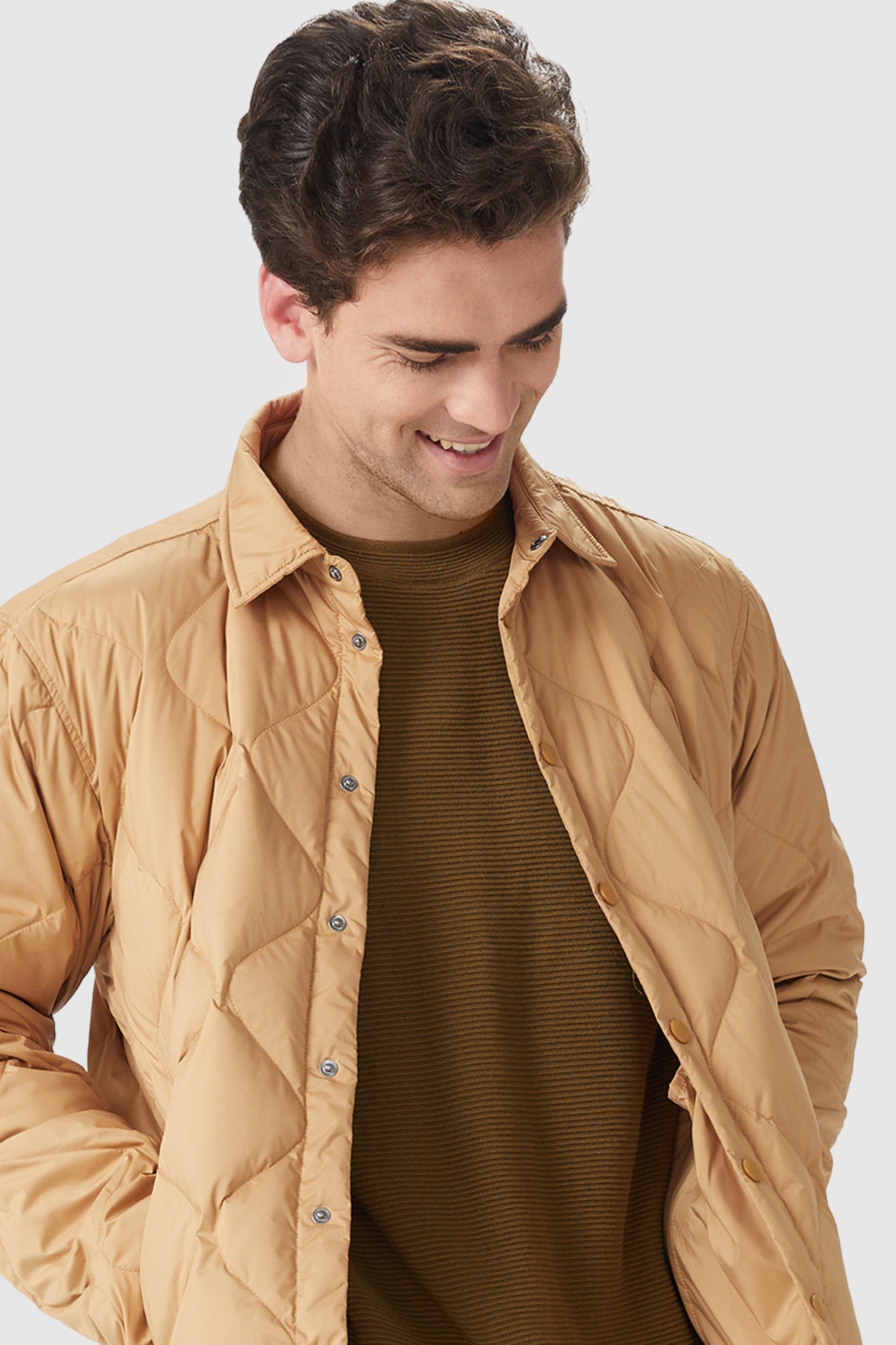 Orolay-Button-Up Quilted Down Puffer-#color_Sand