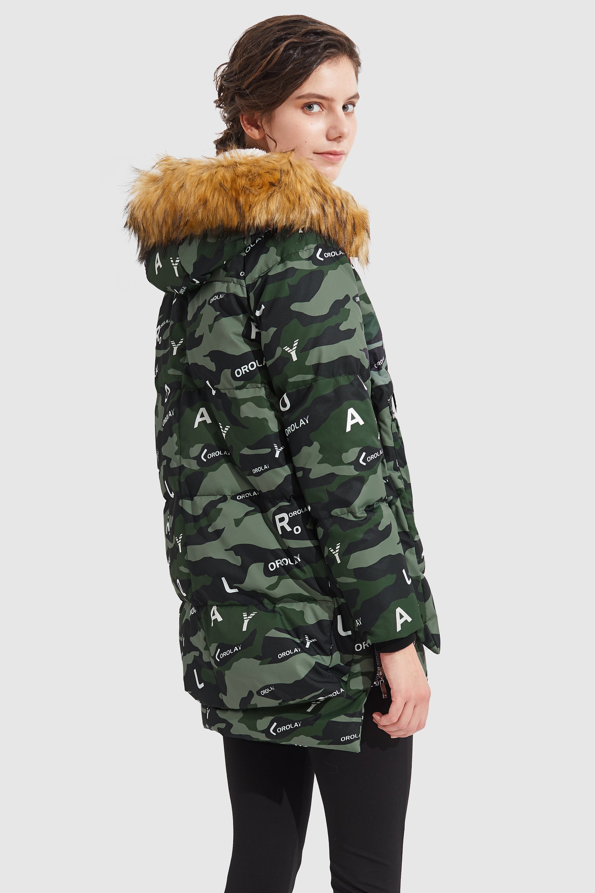 Orolay-Camo Thickened Down Jacket-#color_Camouflage green