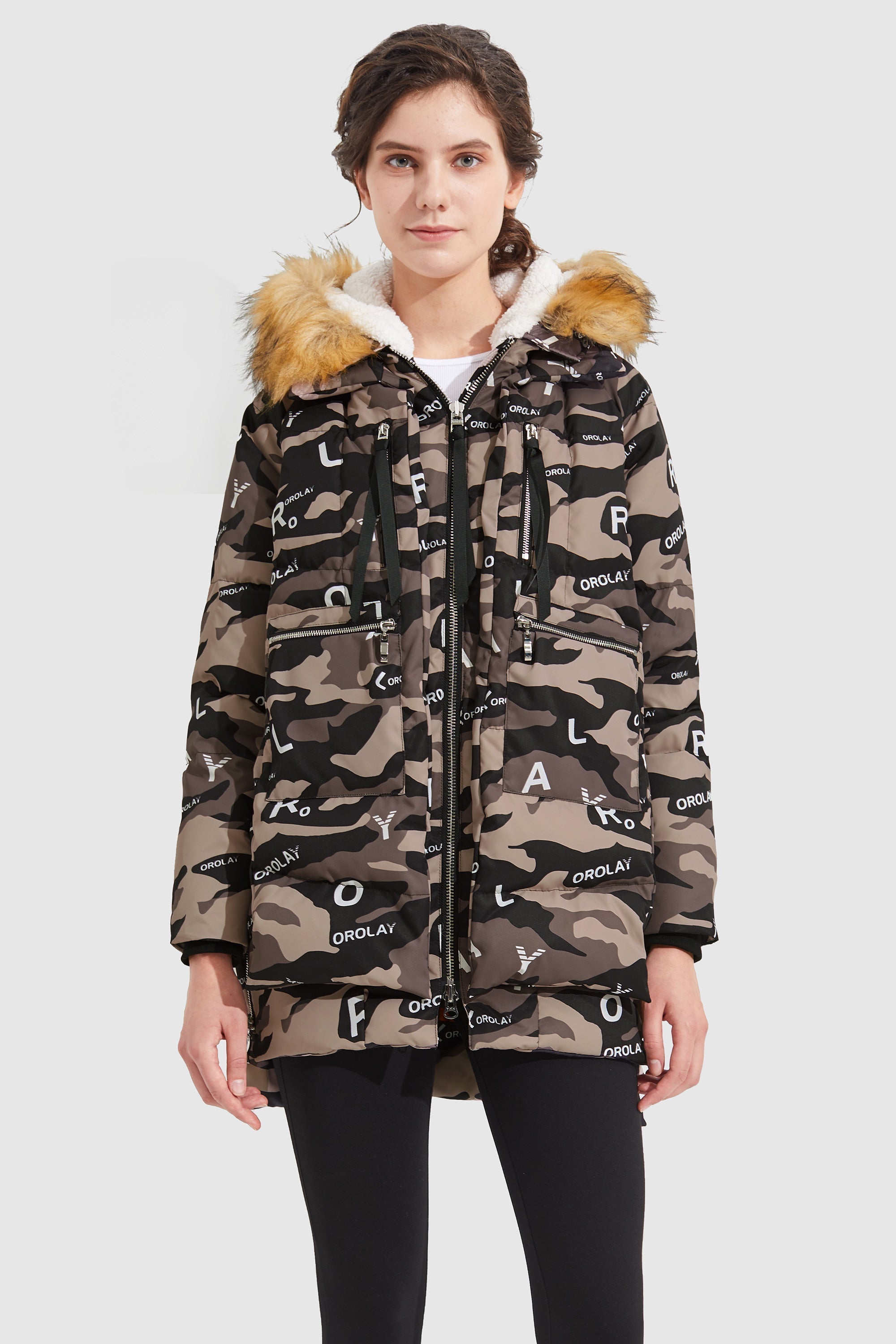 Orolay-Camo Thickened Down Jacket-#color_Camouflage Khaki