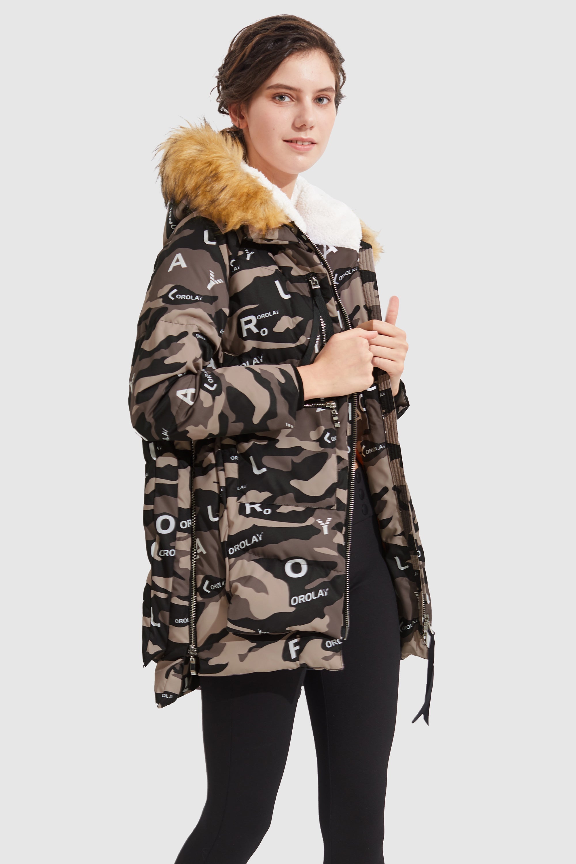 Orolay-Camo Thickened Down Jacket-#color_Camouflage Khaki