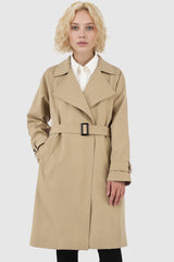 Orolay-Casual Belted Lapel Trench-#color_Khaki