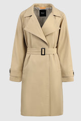 Orolay-Casual Belted Lapel Trench-#color_Khaki