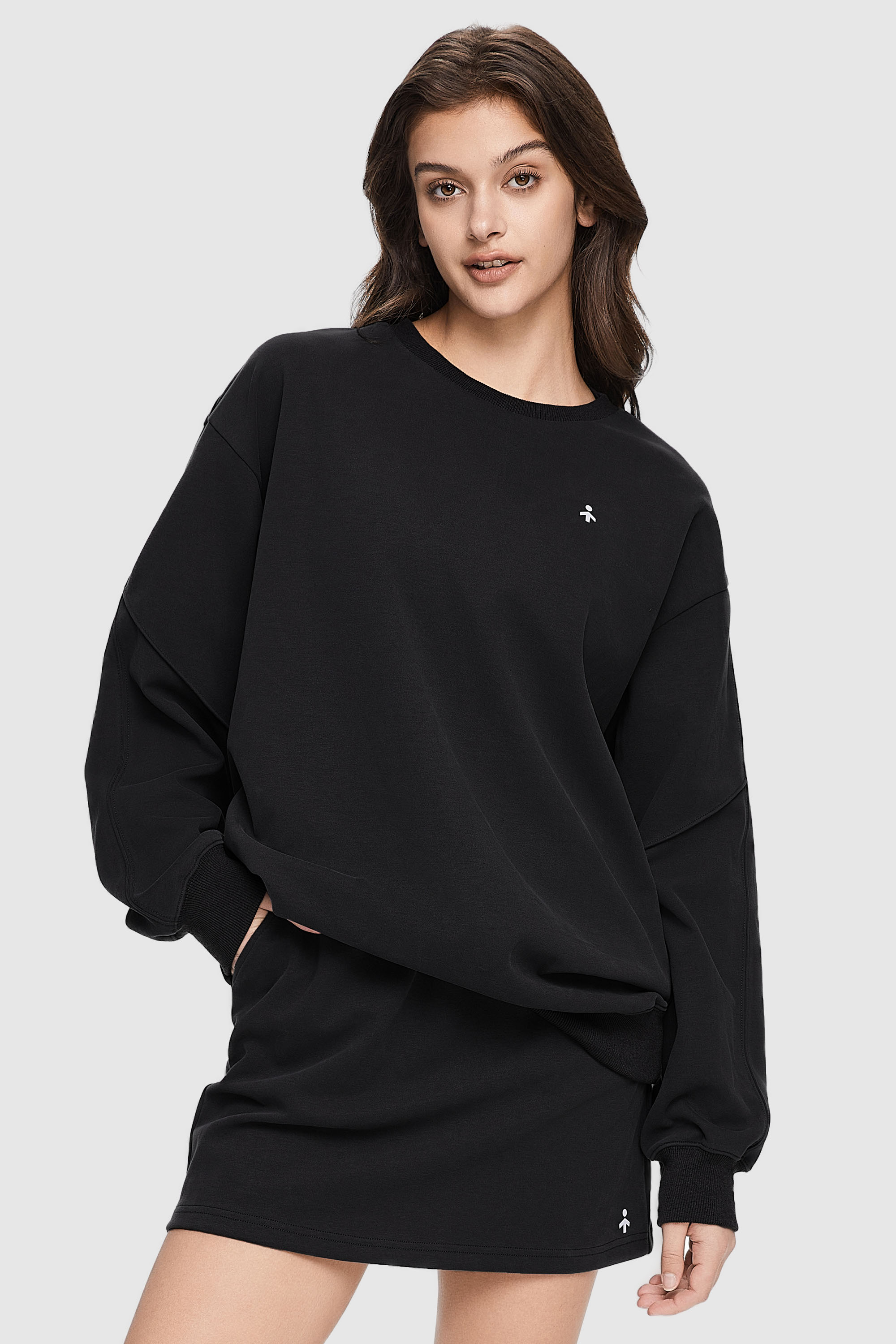 Orolay-Casual Crewneck Sweatshirt-Image 2 of Casual Crewneck Sweatshirt - #color_Ink