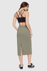 Orolay-Casual High Waisted Midi Skirt-Image 4 of Casual High Waisted Midi Skirt - #color_Alfalfa