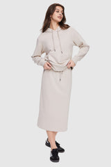 Orolay-Casual High Waisted Midi Skirt-Image 2 of Casual High Waisted Midi Skirt - #color_Beige