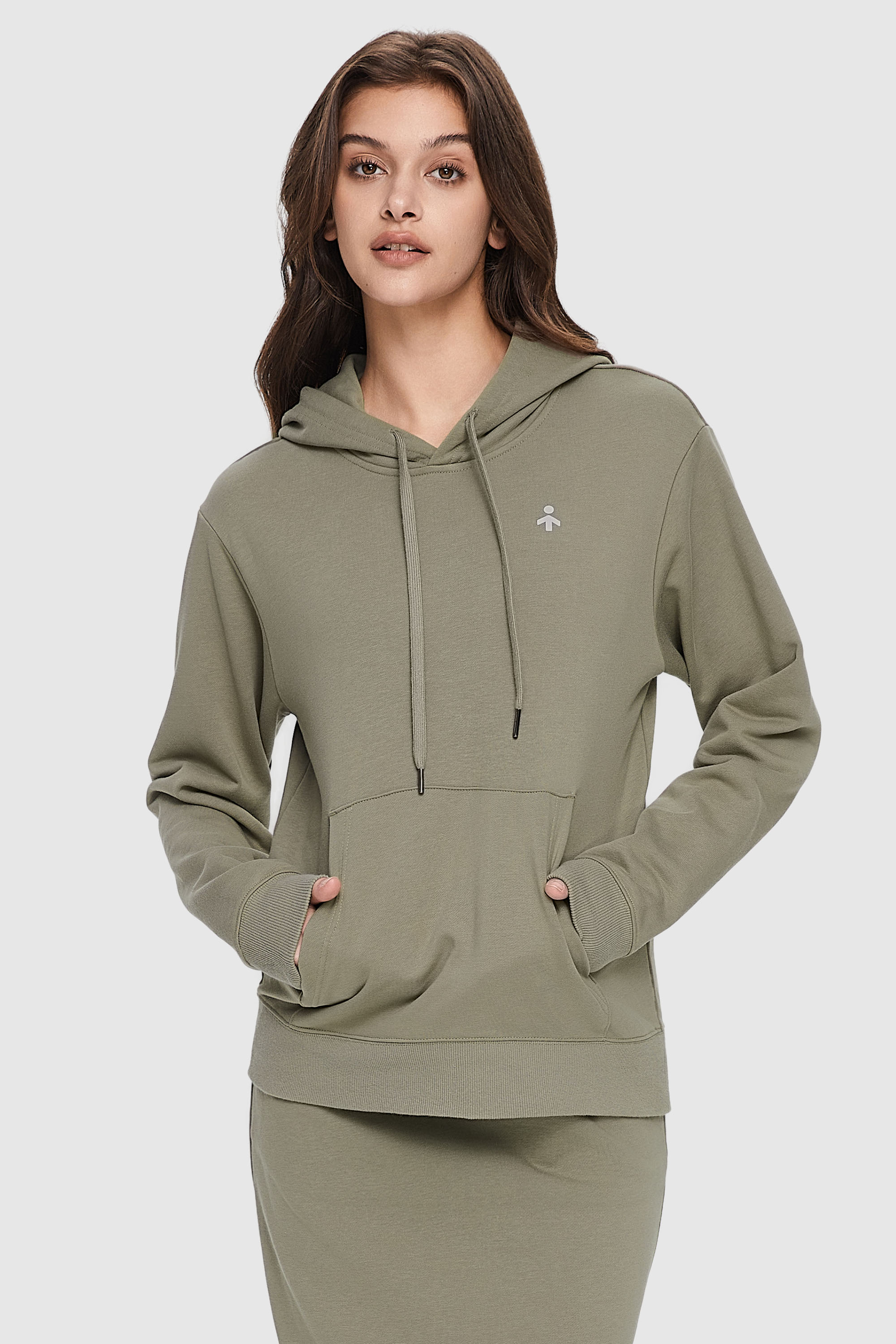 Orolay-Casual Hooded Sweatshirt-Image 2 of Casual Hooded Sweatshirt from Orolay - #color_Sage Green