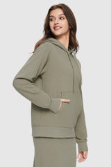 Orolay-Casual Hooded Sweatshirt-Image 3 of Casual Hooded Sweatshirt from Orolay - #color_Sage Green