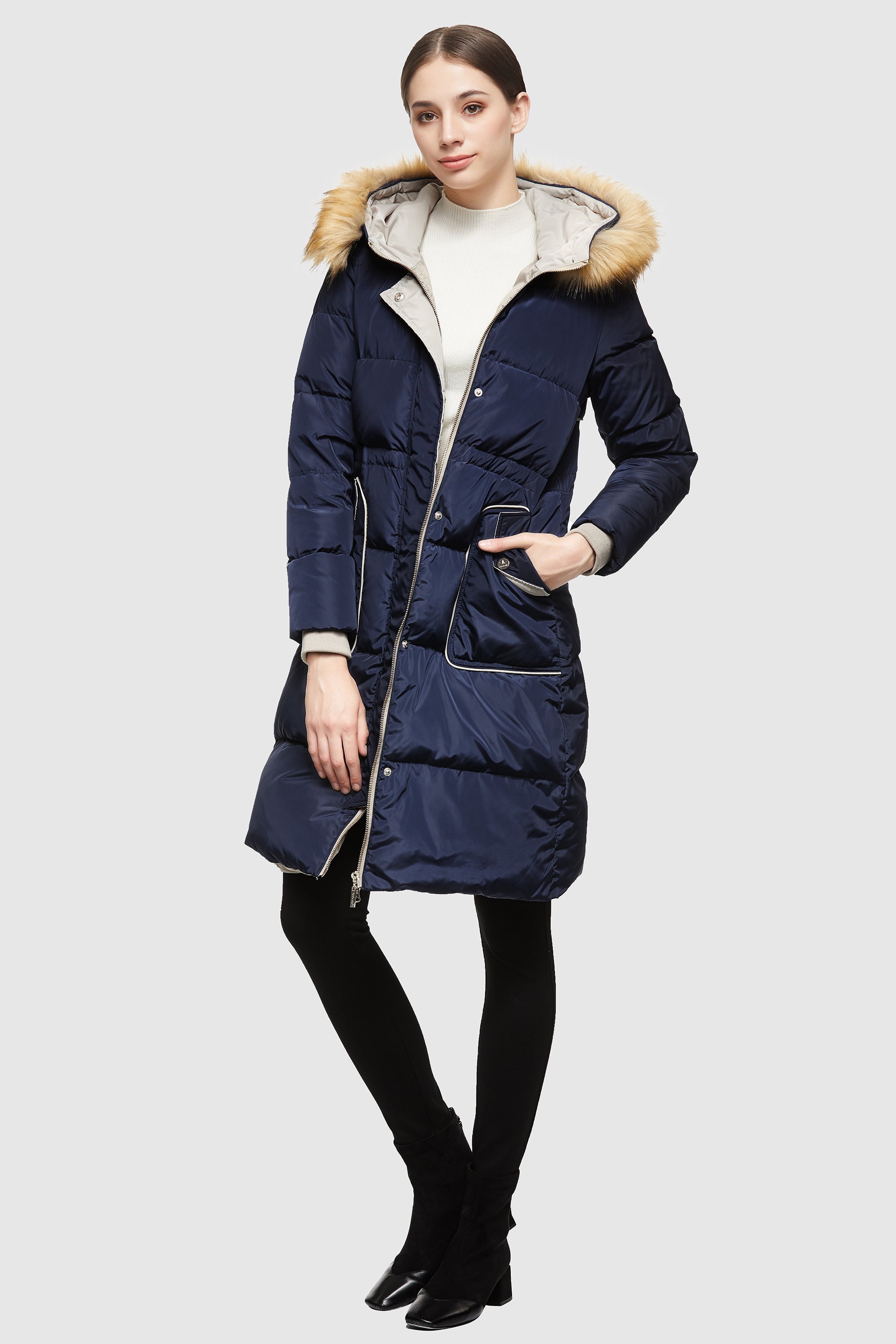 Orolay-Casual Long Hooded Down Coat-#color_Beacon Blue