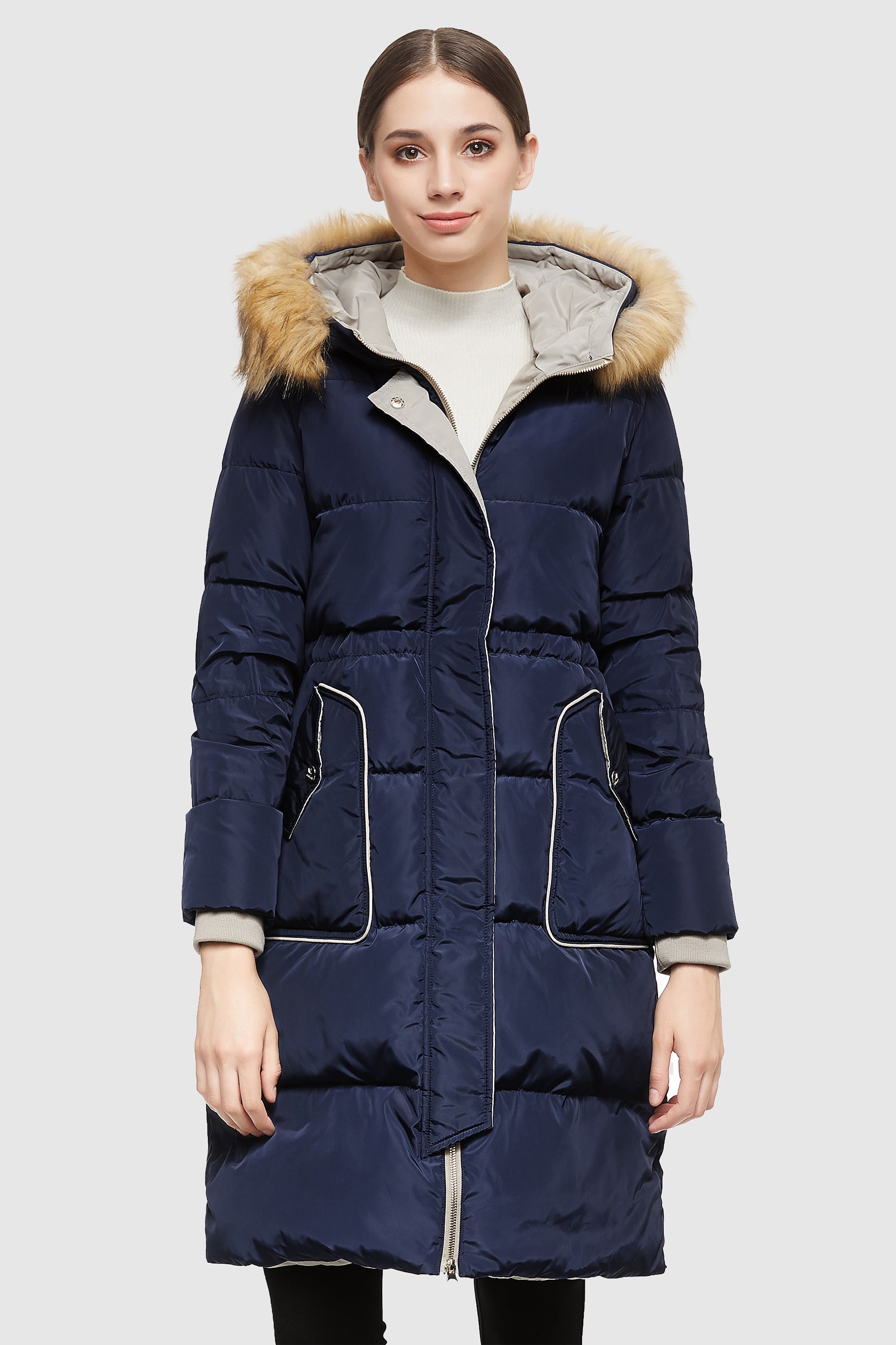 Orolay-Casual Long Hooded Down Coat-#color_Beacon Blue