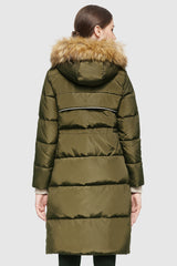 Orolay-Casual Long Hooded Down Coat-#color_Fir Green