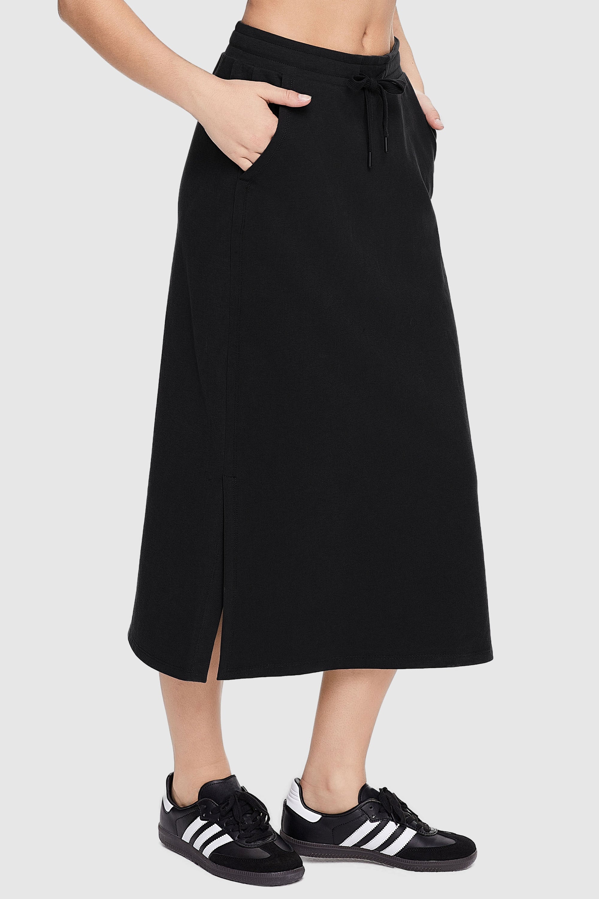 orolay Causal High Waist Long Skirt - #color_black