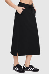 Orolay-Casual Midi Skirt-Image 3 of Causal High Waist Long Skirt - #color_Ink