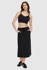 Orolay-Casual Midi Skirt-Image 1 of Causal High Waist Long Skirt - #color_Ink