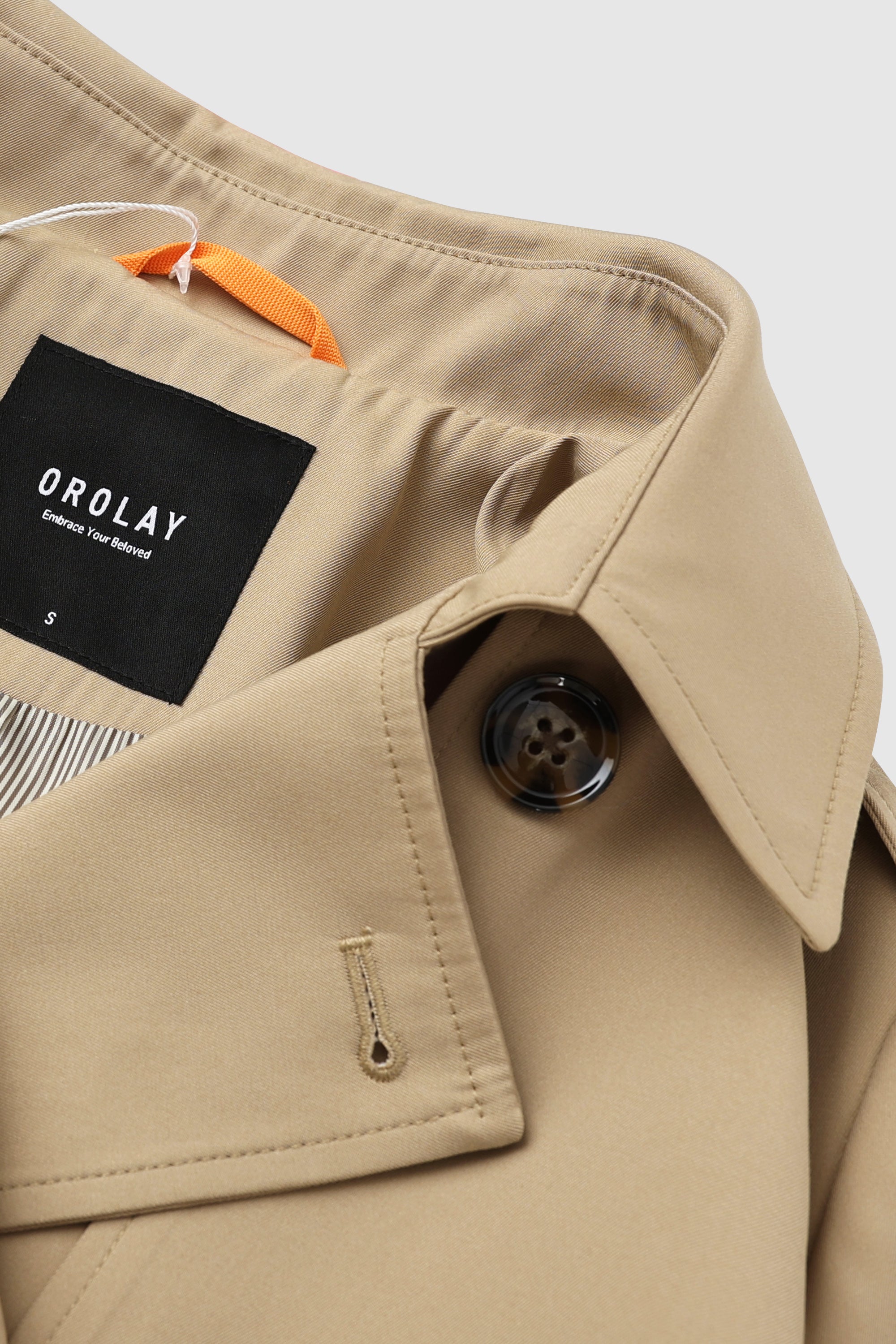 Orolay-Classic Double-Breasted Lapel Trench-#color_Sand