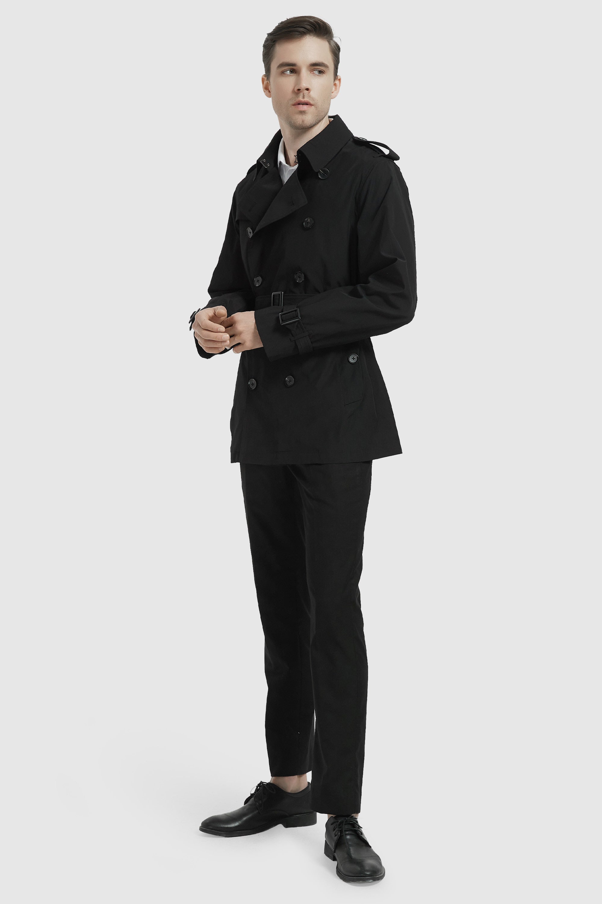 Orolay-Classic Double-Breasted Overcoat-#color_Black