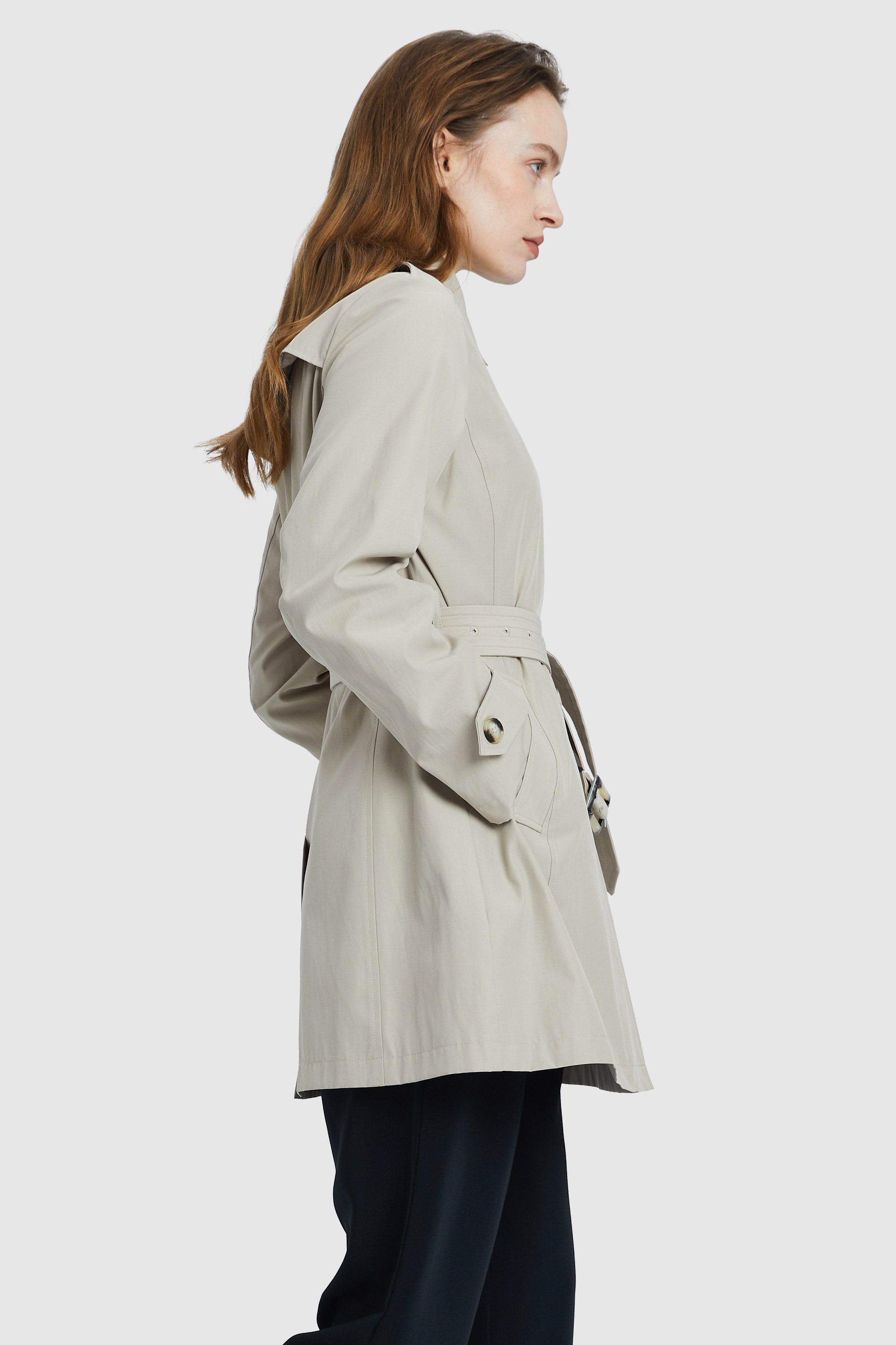 Orolay-Classic Windproof Belted Trench-#color_Silver Birch