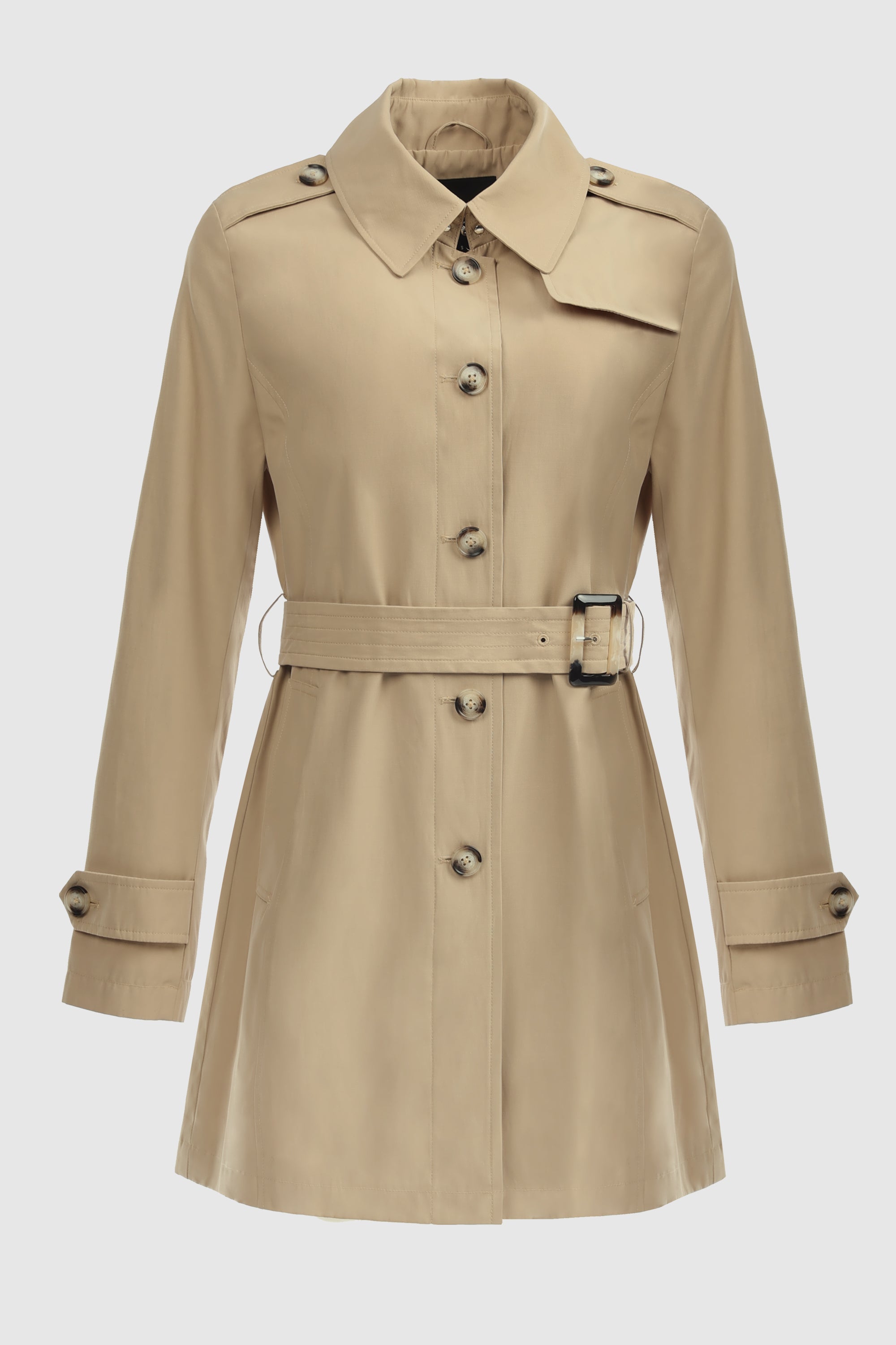 Orolay-Classic Windproof Belted Trench-#color_Frosted Almond