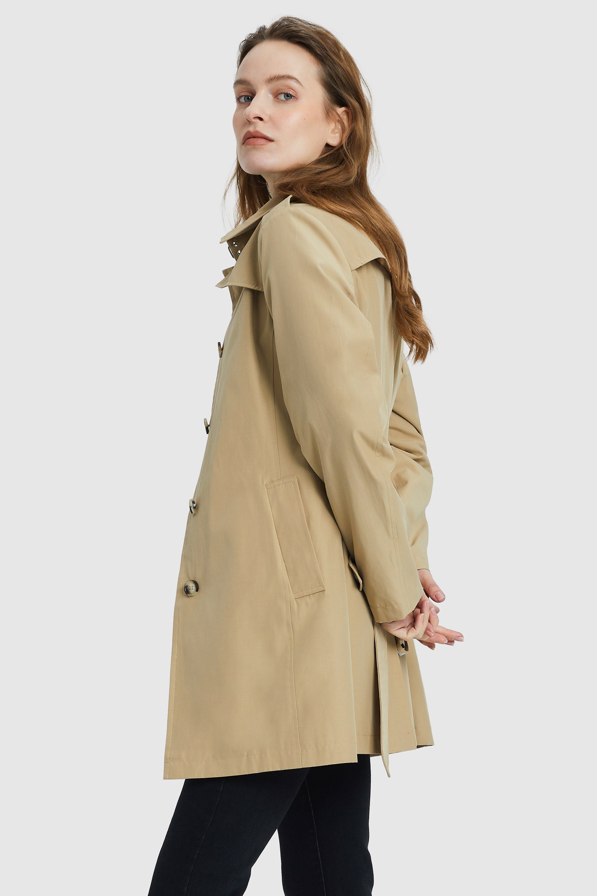 Orolay-Classic Windproof Belted Trench-#color_Frosted Almond