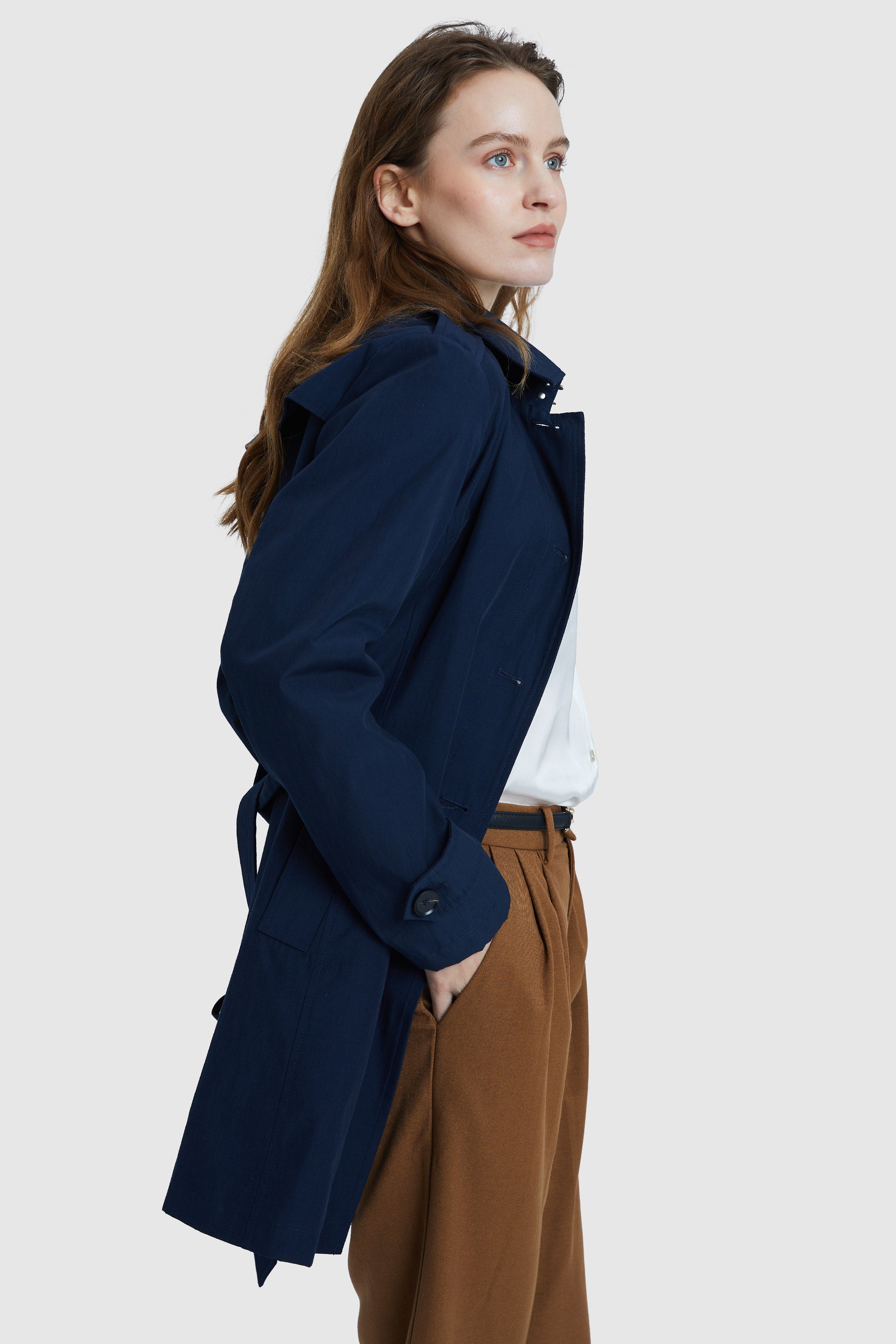 Orolay-Classic Windproof Belted Trench-#color_Night Sky