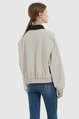 Orolay-Collared Bomber Jacket-#color_Moonstruck