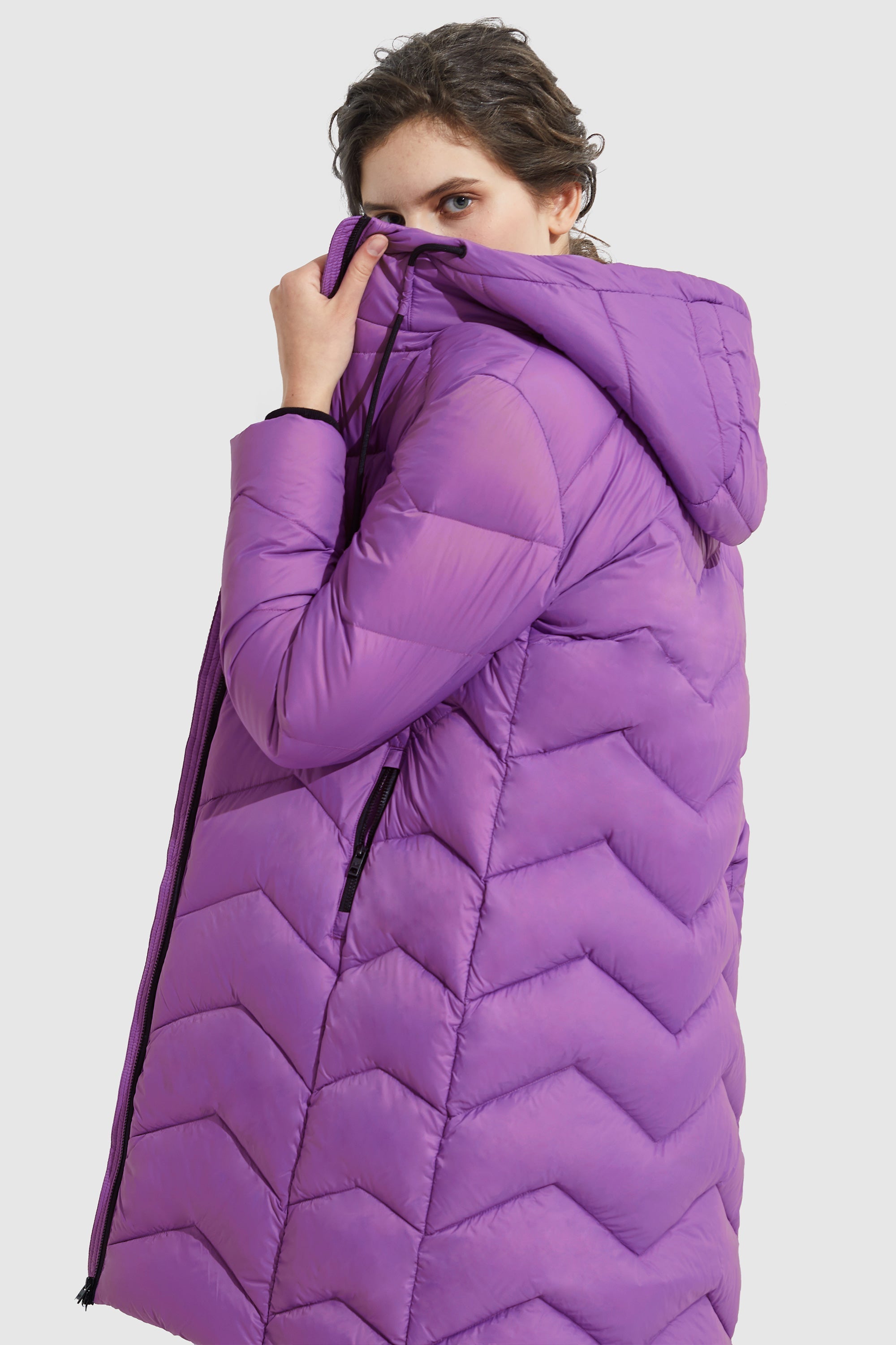 Orolay-Contrast Color Hooded Down Coat-#color_First Bloom