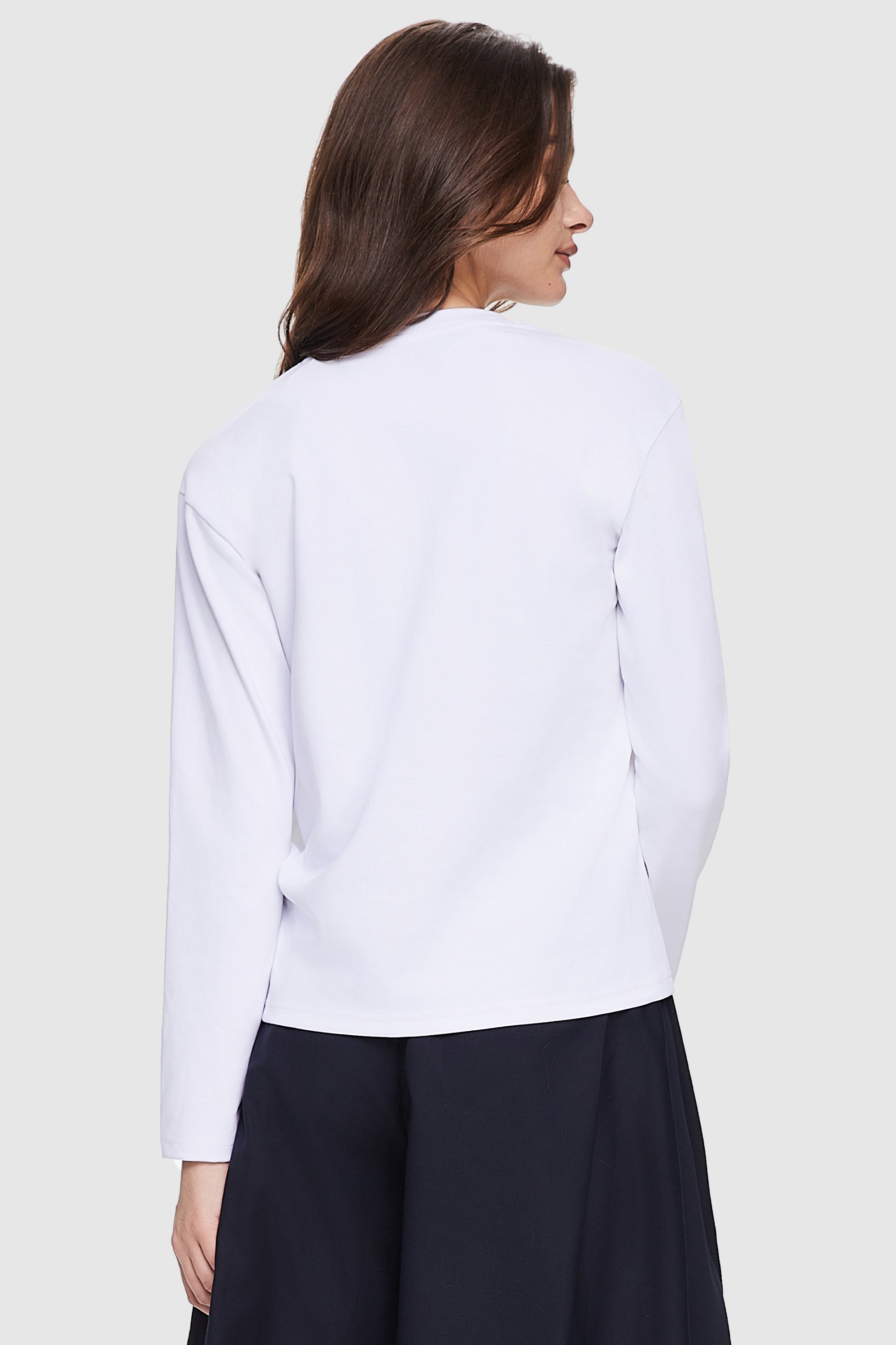 Orolay-Crewneck Long Sleeve Shirt-Image 4 of Crew Neck Long Sleeve Shirt from Orolay - #color_White