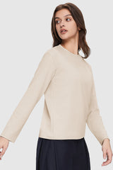 Orolay-Crewneck Long Sleeve Shirt-Image 3 of Crew Neck Long Sleeve Shirt from Orolay - #color_Beige