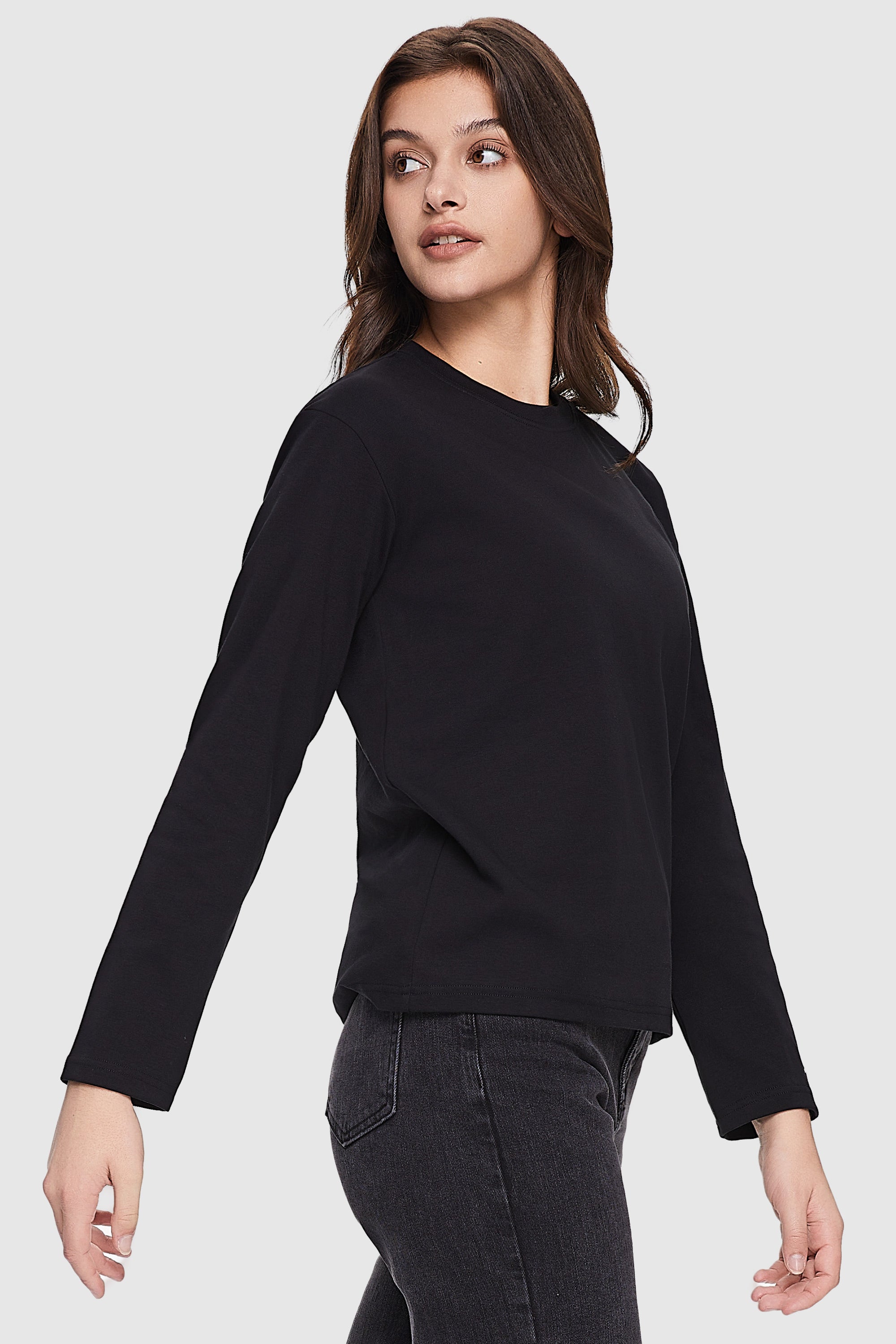 Orolay-Crewneck Long Sleeve Shirt-Image 3 of Crew Neck Long Sleeve Shirt from Orolay - #color_Ink