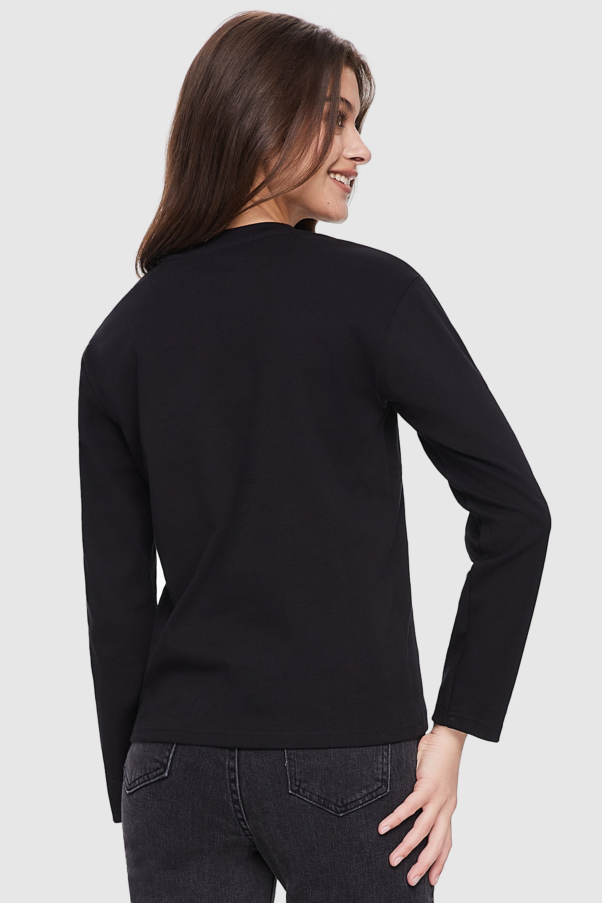 Orolay-Crewneck Long Sleeve Shirt-Image 4 of Crew Neck Long Sleeve Shirt from Orolay - #color_Ink