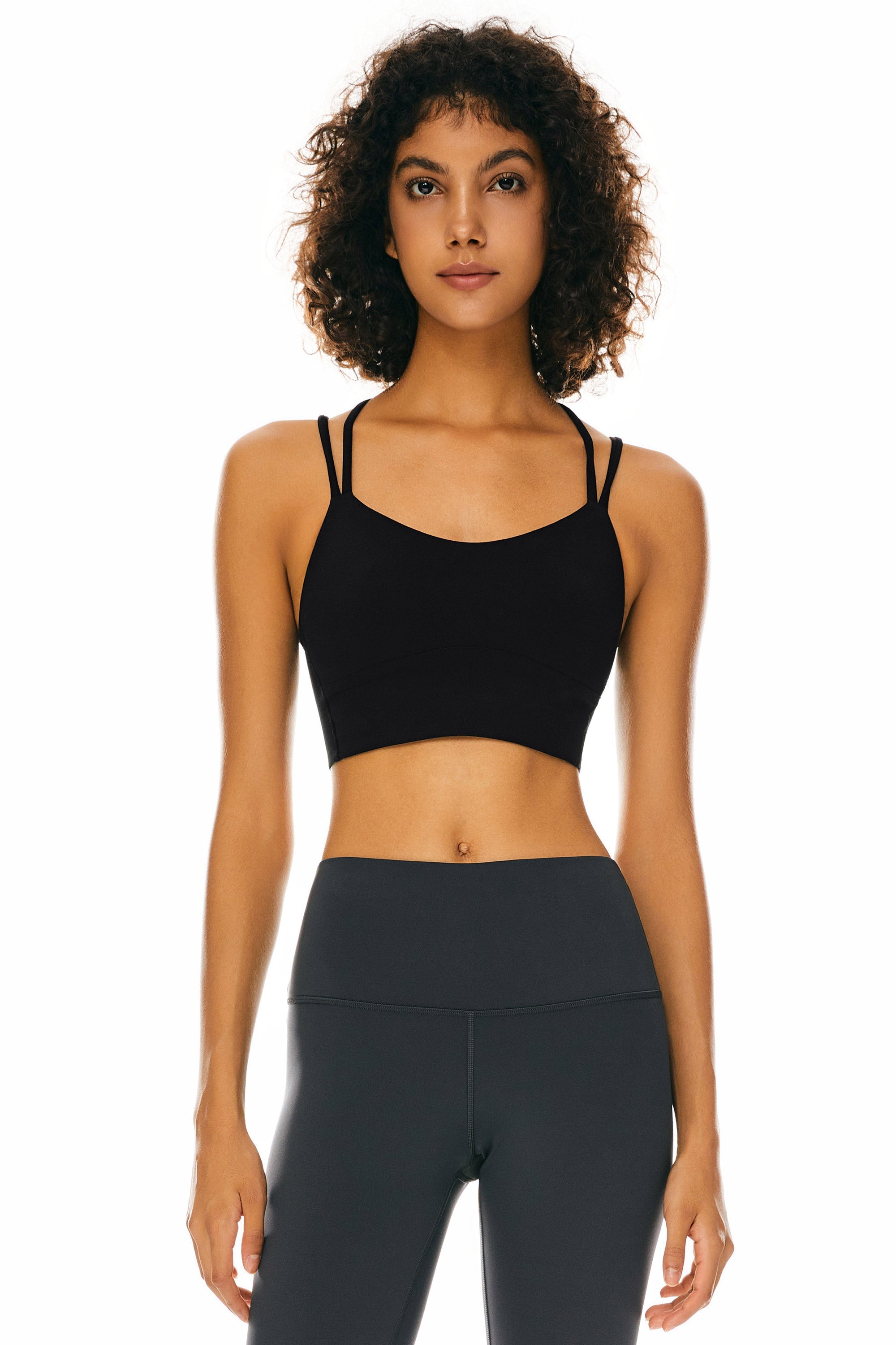 Orolay-Criss Cross Padded Sports Bra-Image 2 of Criss Cross Padded Sports Bra from Orolay - #color_Black