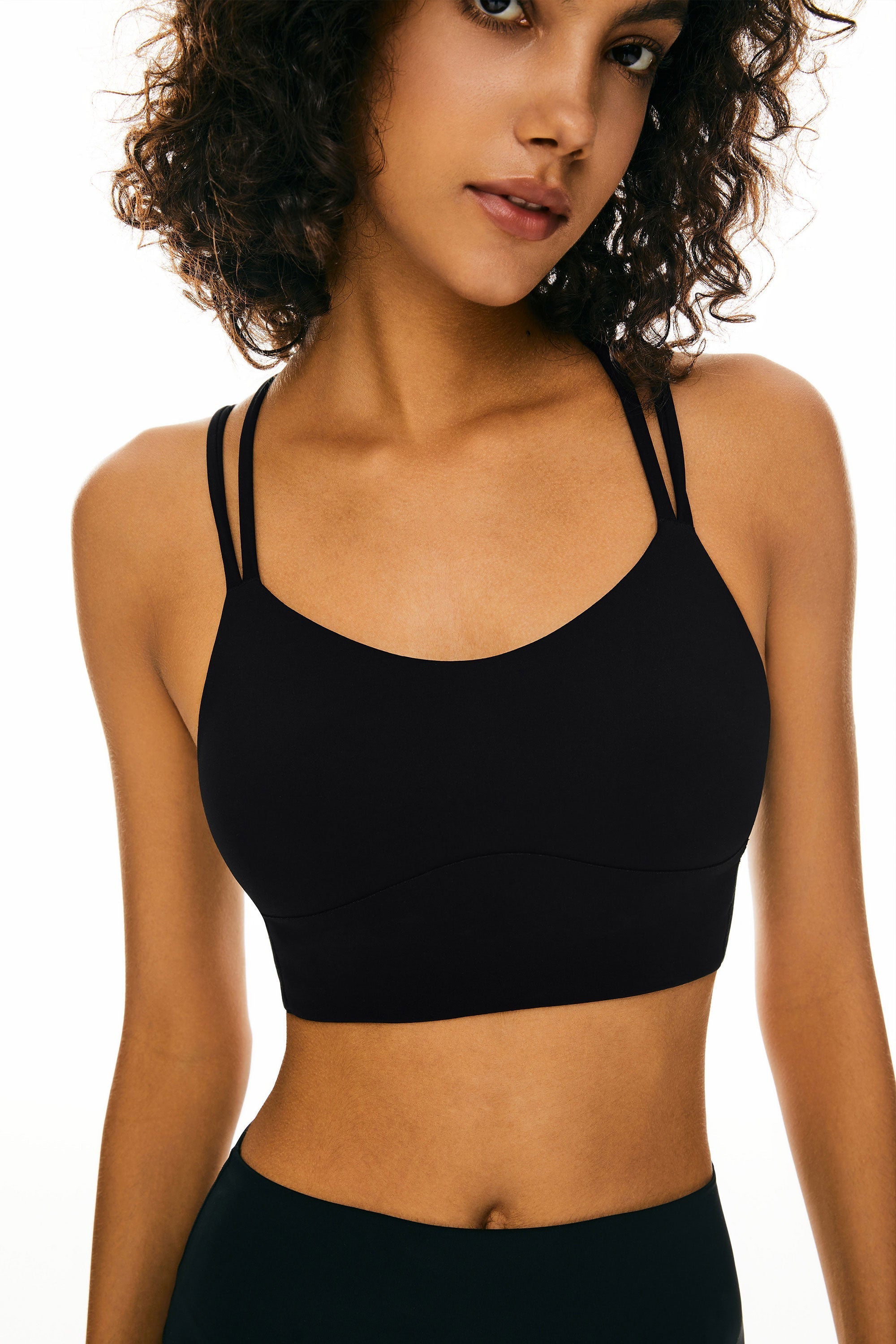 Orolay-Criss Cross Padded Sports Bra-Image 4 of Criss Cross Padded Sports Bra from Orolay- #color_Black