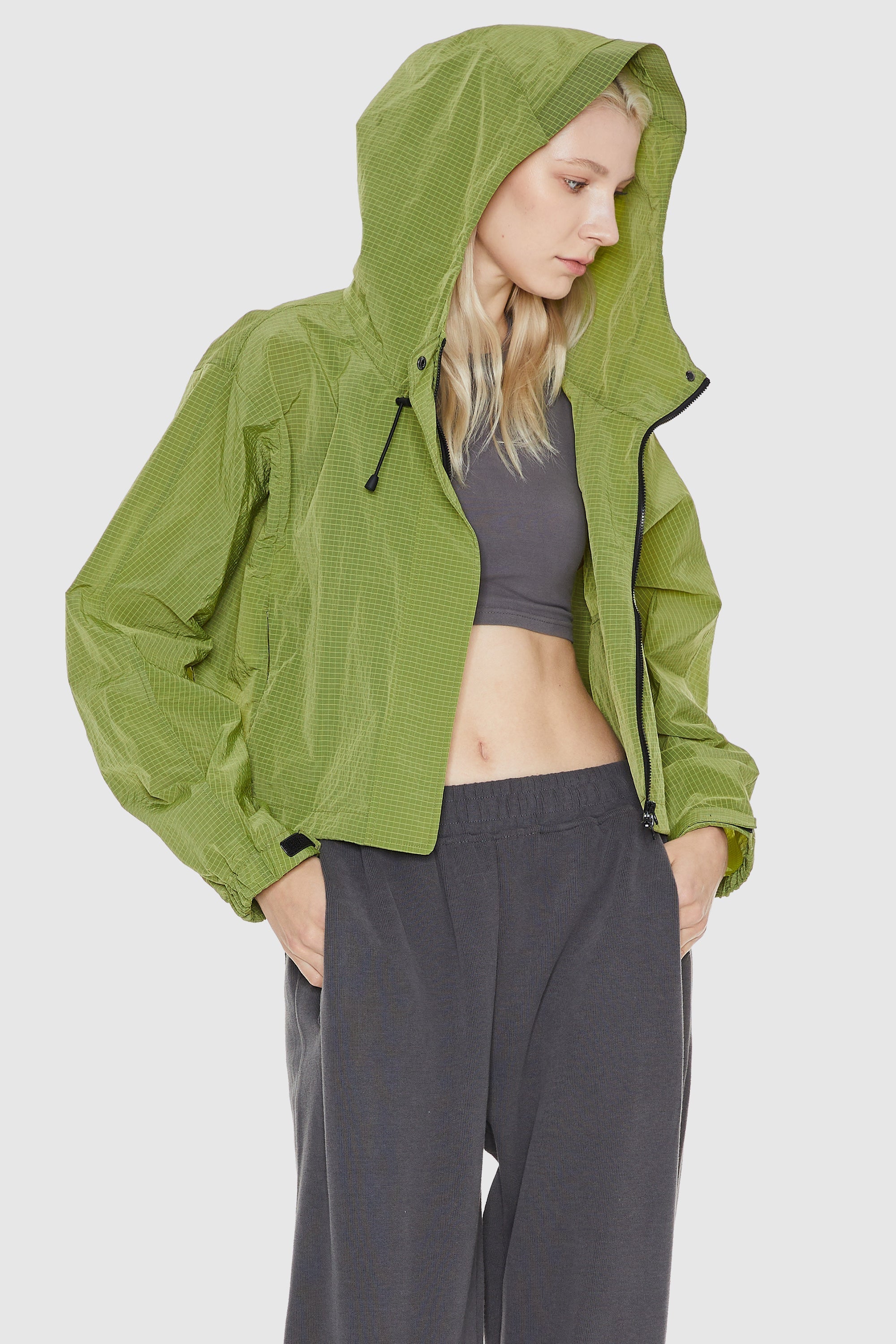 Orolay-Cropped Lightweight Jacket-#color_Green Oasis