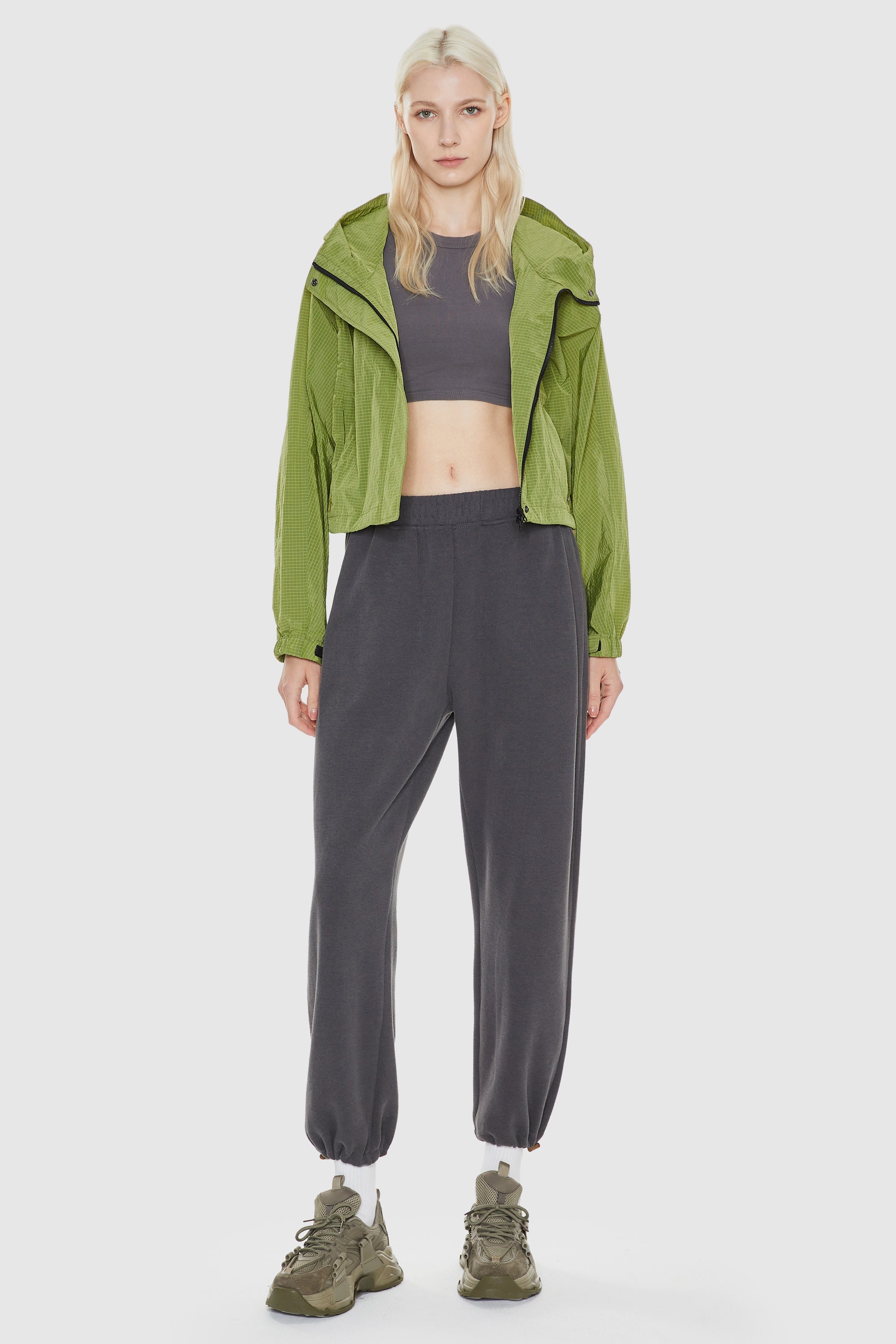 Orolay-Cropped Lightweight Jacket-#color_Green Oasis