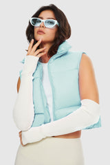 Orolay-Cropped Puffer Down Vest-#color_Blue Glass