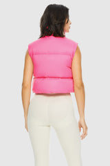 Orolay-Cropped Puffer Down Vest-#color_Pink Cosmos