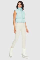 Orolay-Cropped Puffer Down Vest-#color_Blue Glass