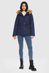 Orolay-Detachable Faux Fur Winter Parka Jacket-#color_Beacon Blue