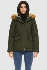 Orolay-Detachable Faux Fur Winter Parka Jacket-#color_Chive